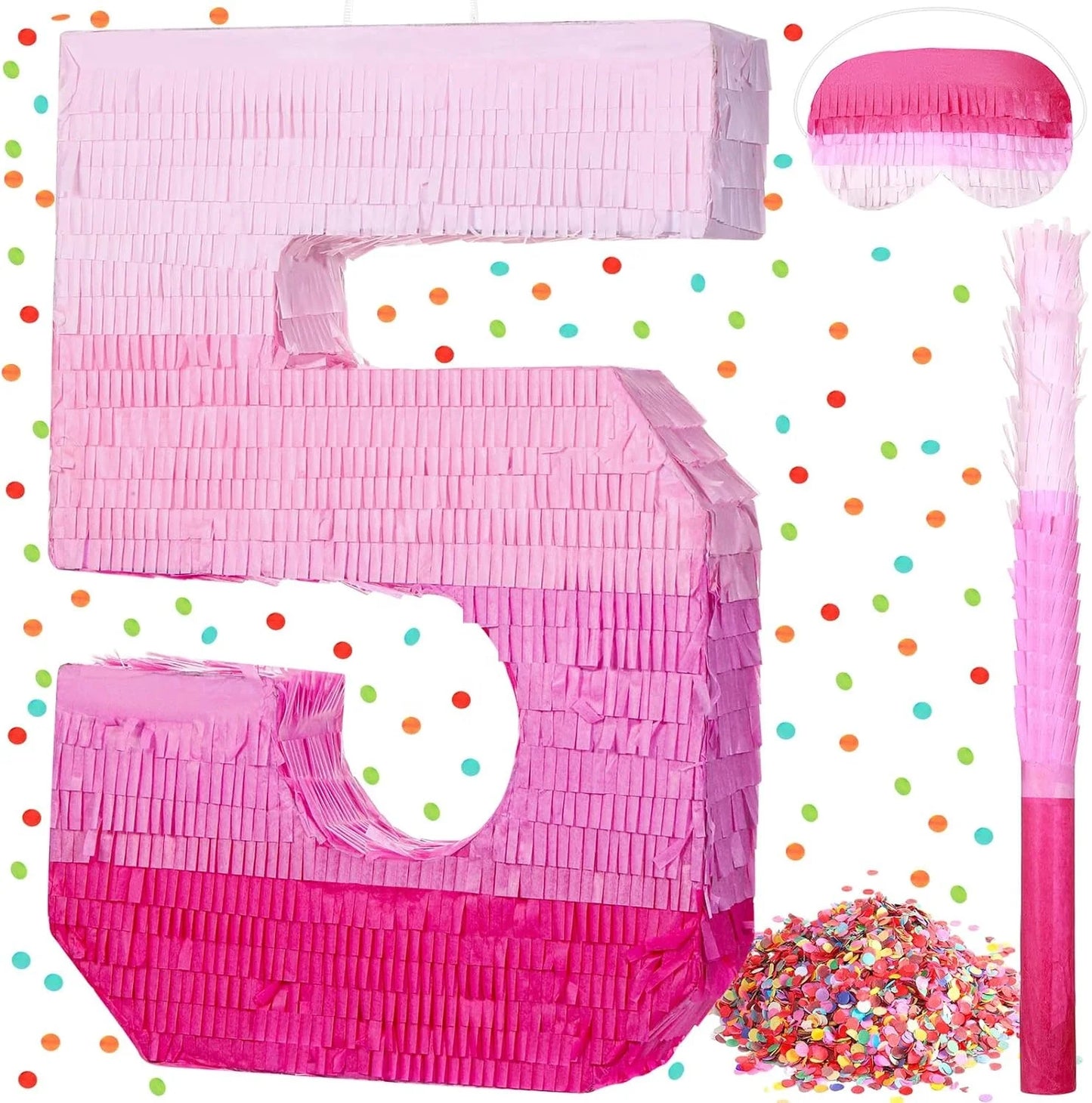 Birthday Party 2 Baby Shower Anniversary Party Ornaments Number Piñata Birthday Piñata gradual change Pink Piñata with blindfold 