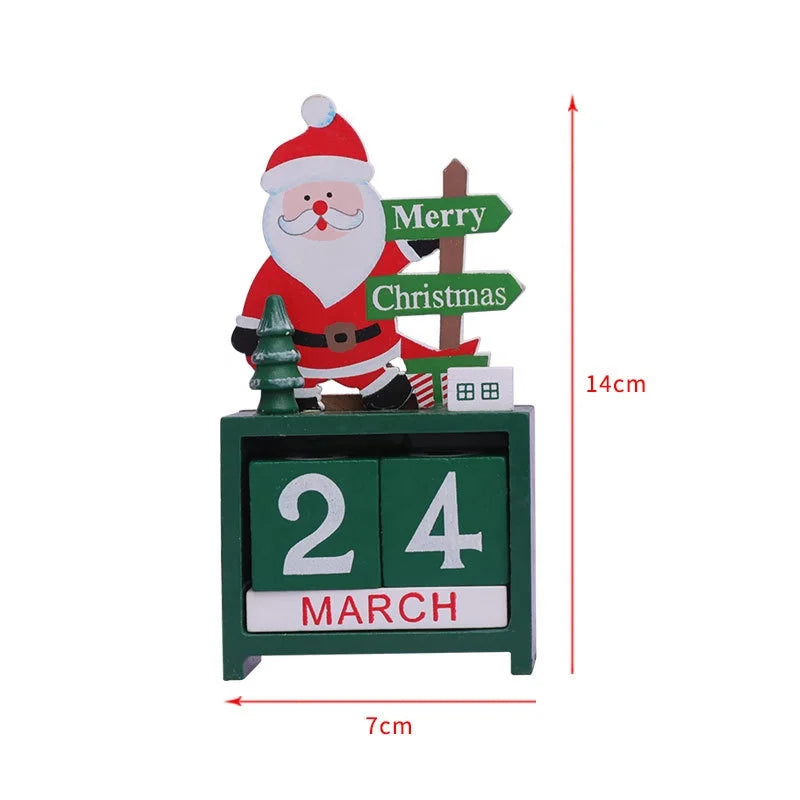 Christmas wooden painted indoor tableware countdown calendar ornament creative Santa Claus snowman elk advent calendar ornament