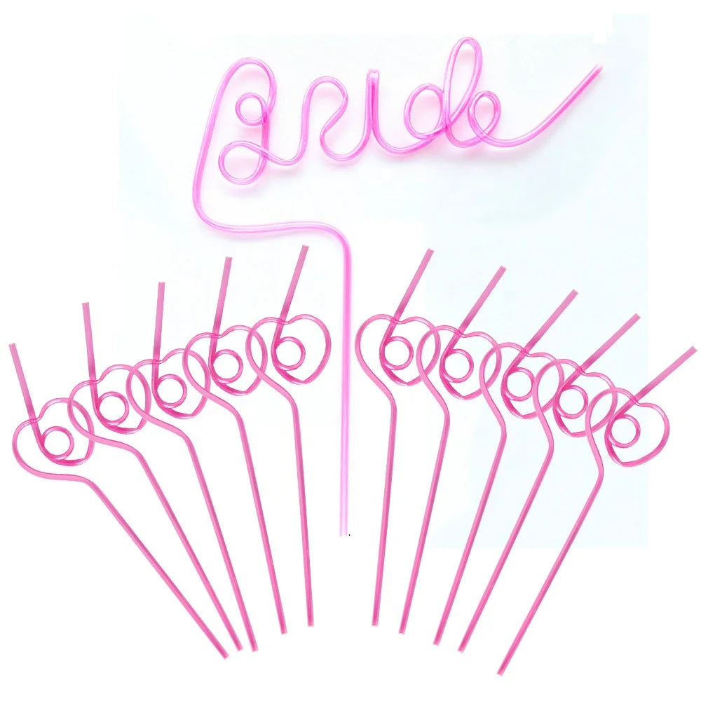 Bachelorette Party 1 Baby Bachelorette Party Crazy XL Pink Baby Straw Reusable Bridal Straw Heart Straw