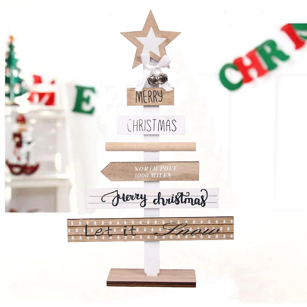 New Christmas Painted Wooden Decoration Christmas Tree Tabletop DIY Assembly Ornament Christmas Wooden Ornament