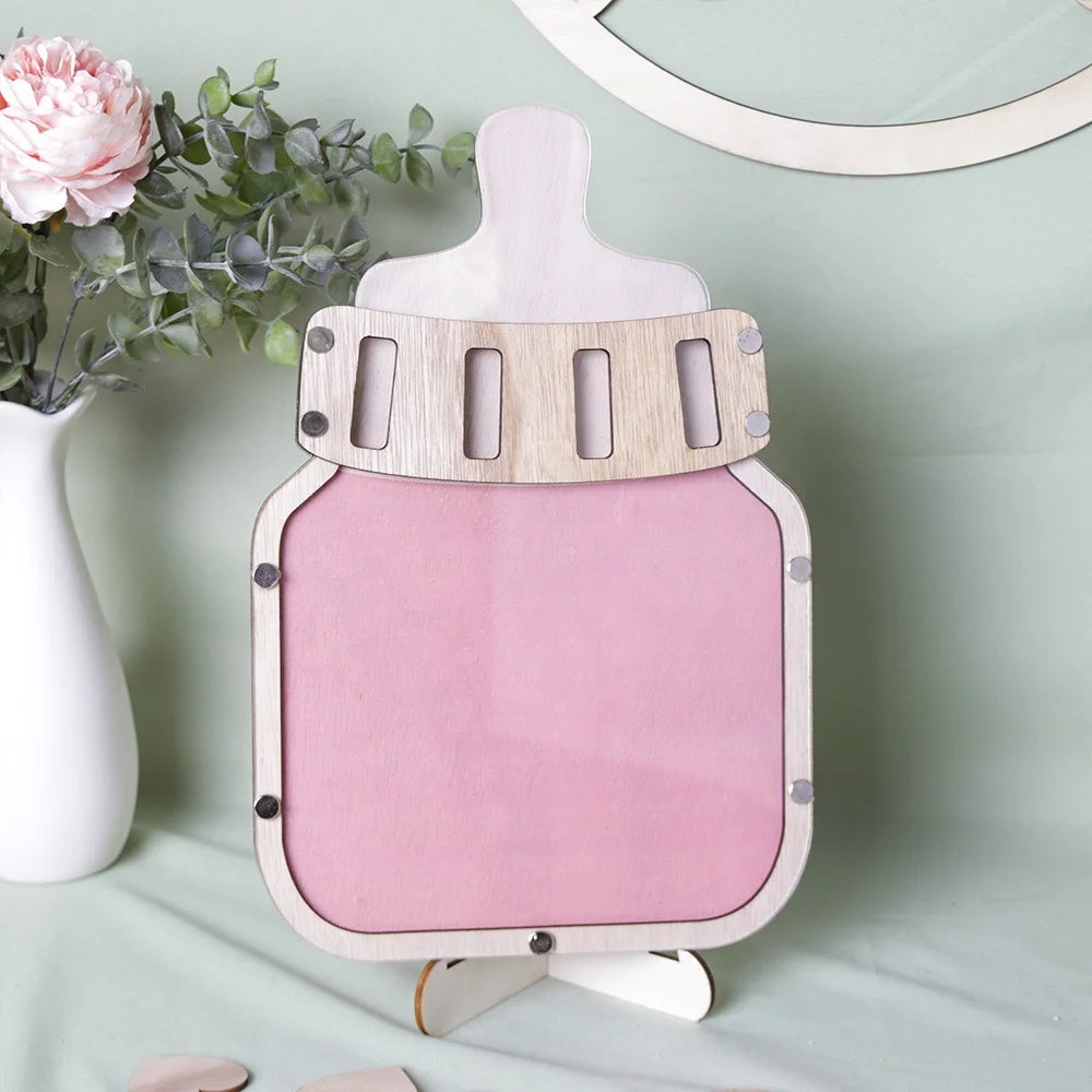 Wooden Crafts, Wooden Baby Shower Baby Guestbook Feeder Top Frame Baby Themed Guestbook