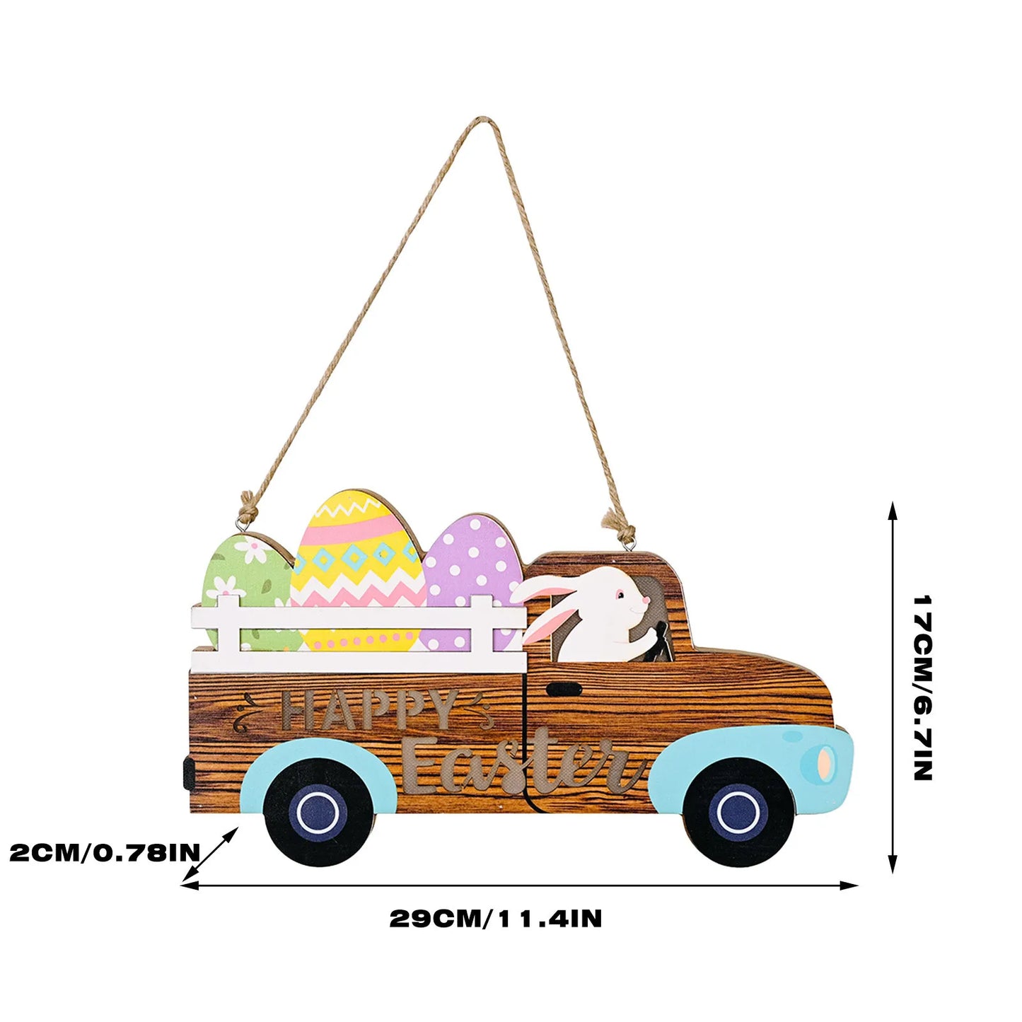 Easter and Thanksgiving 3 Decorative Wooden Car Egg Rabbit Home Decorative Dining Table Party Decorative Easter Pendant