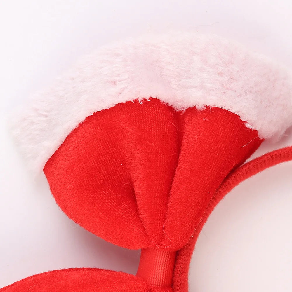 BSCI Cute Red Glitter Fabric Plush Hair Band Hair Accessories Holiday Christmas Party Supplies Decoration Christmas Bow Hairpin
