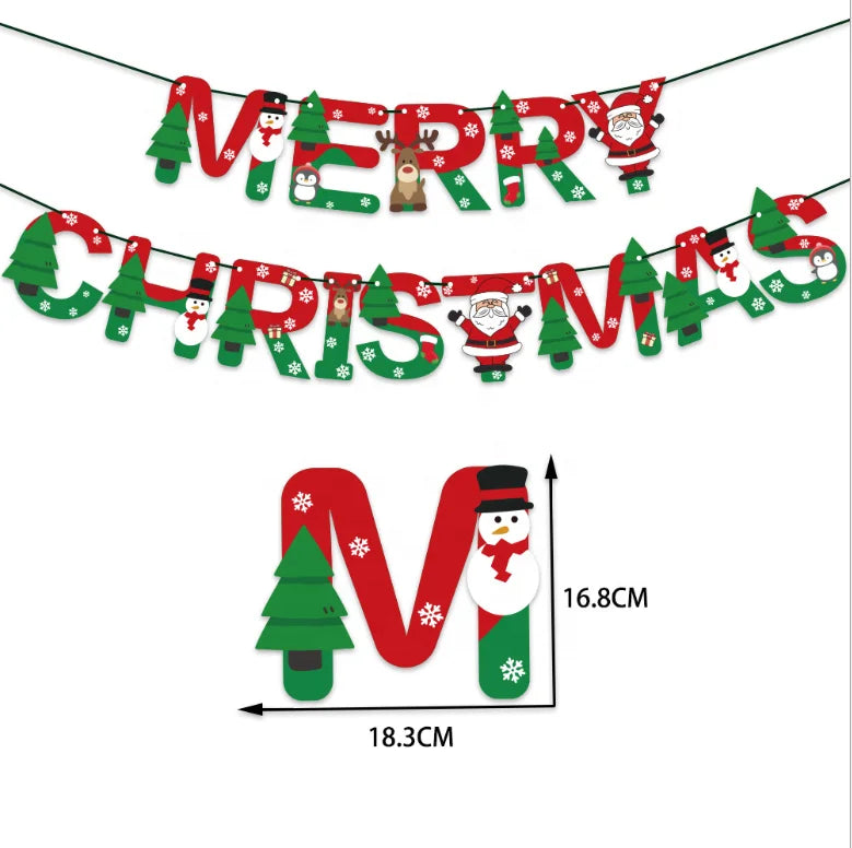2025 Santa Claus Christmas Tree Paper Banner Balloon Set Christmas Party Decoration Set