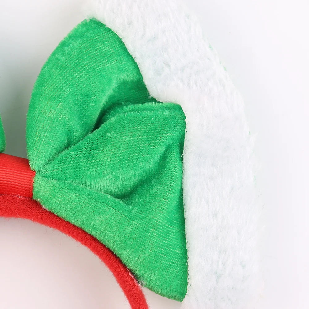 BSCI Cute Red Glitter Fabric Plush Hair Band Hair Accessories Holiday Christmas Party Supplies Decoration Christmas Bow Hairpin