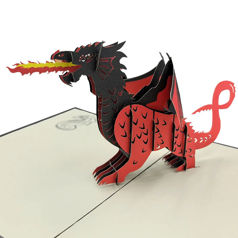 Birthday Party Creative 3D Dragon Paper Sculpture Card Laser Cut Pop-Up Birthday Card