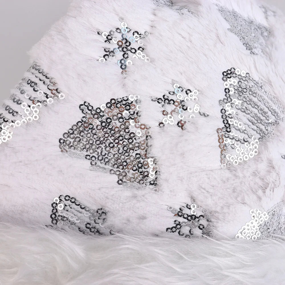 White Santa Snowflake Christmas Hat White Silver Sequin Snowflake Santa Hat