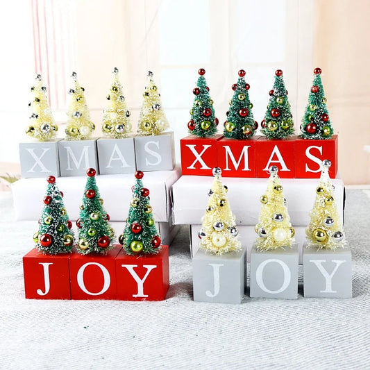Xmas Faux Mini Christmas Tree Interior Wooden Tabletop Ornament Festive Christmas Party Decoration