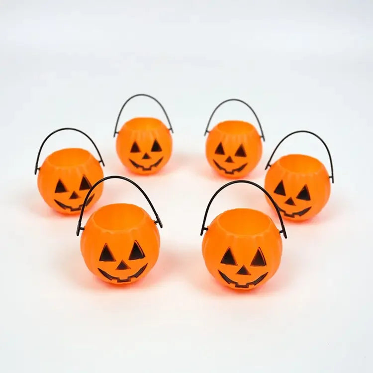 Halloween & Death Day Luminous Decoration Plastic Portable Pumpkin Lamp Candy Jar Children's Show Props Halloween Mini Pumpkin