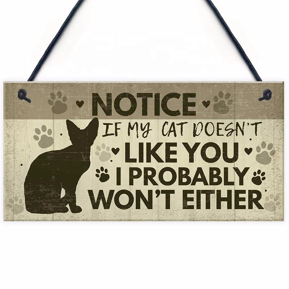 Pet festival, wholesale custom wood sign OEM cat wall listing front door home decoration rustic wooden cat sign