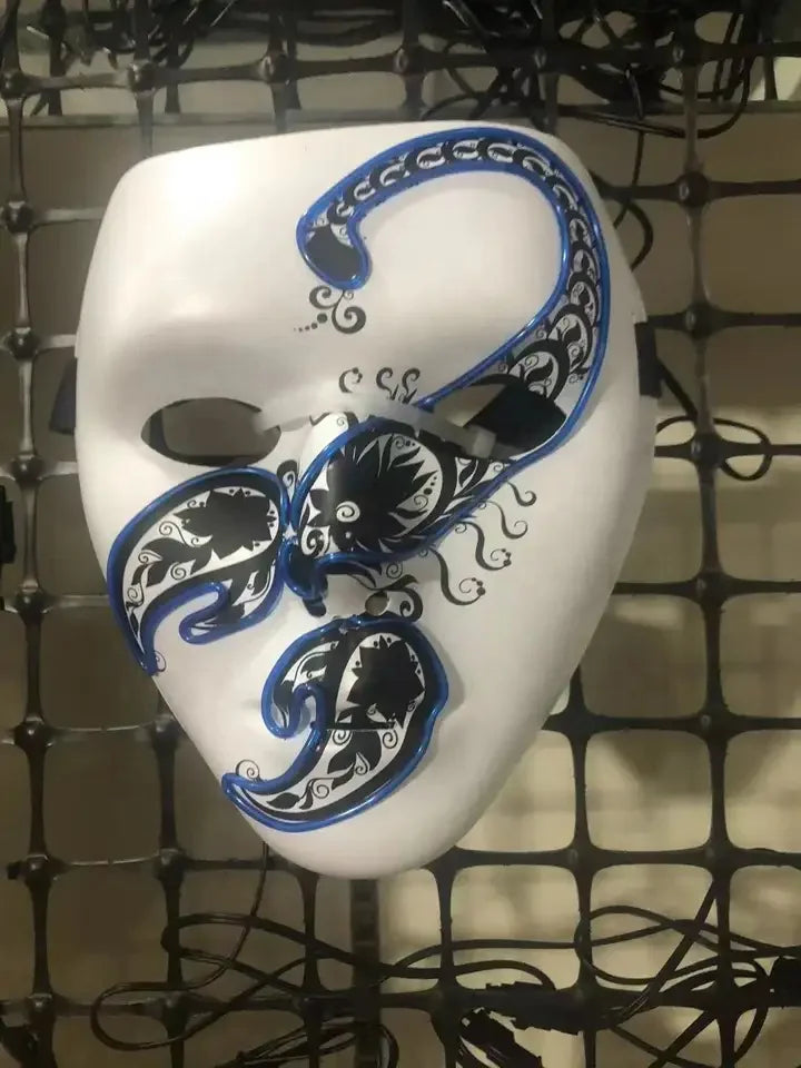 Halloween & Death Day Decoration Ghost Half Face Mask Light Emitting Diode Glow Dark Neon Cosplay Monster Mask Adult Movie Party Decoration