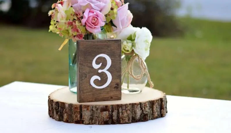 1 Wedding party, wooden table number, country wedding table number, stand-alone wedding ornament, woodland wedding table number