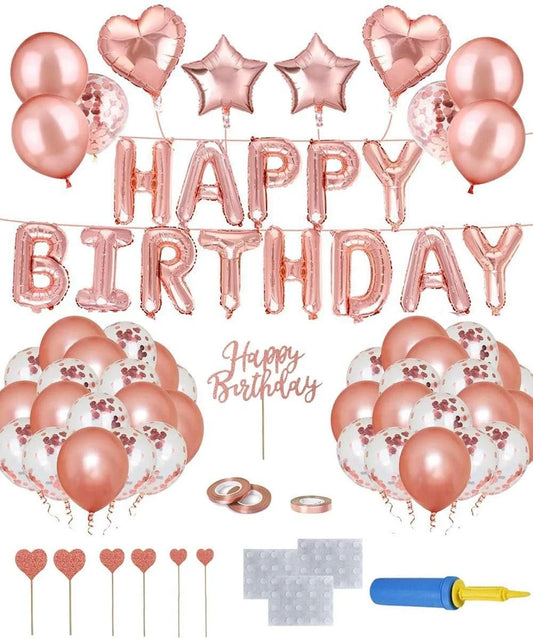 Birthday Party 2 Rose Gold Happy Birthday Foil Balloon Happy Birthday Party Decoration Set