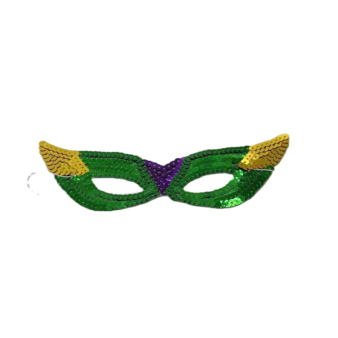 Carnaval Carnival Ball Gold Green Purple Sequin Half Face Mask Brazilian Carnival Mask Leather Earring Set