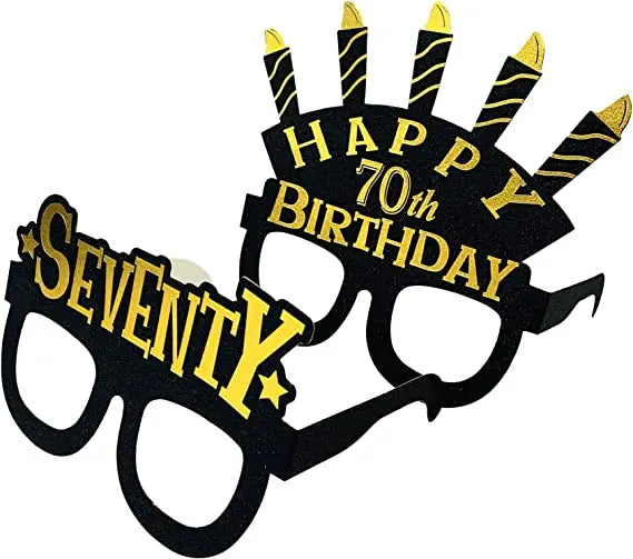 Birthday Party 2 Black Gold Theme 70th Birthday Supplies Men and Women Happy Birthday Decoration Party Glasses