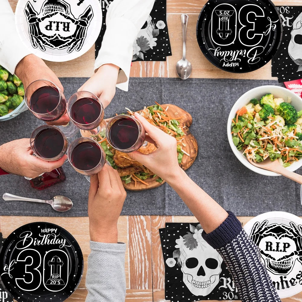 Birthday Party 2 Wholesale Rip 20th Birthday Ornaments Dirty 30th Birthday Party Banner Tableware Death to My 20s Party Ornaments