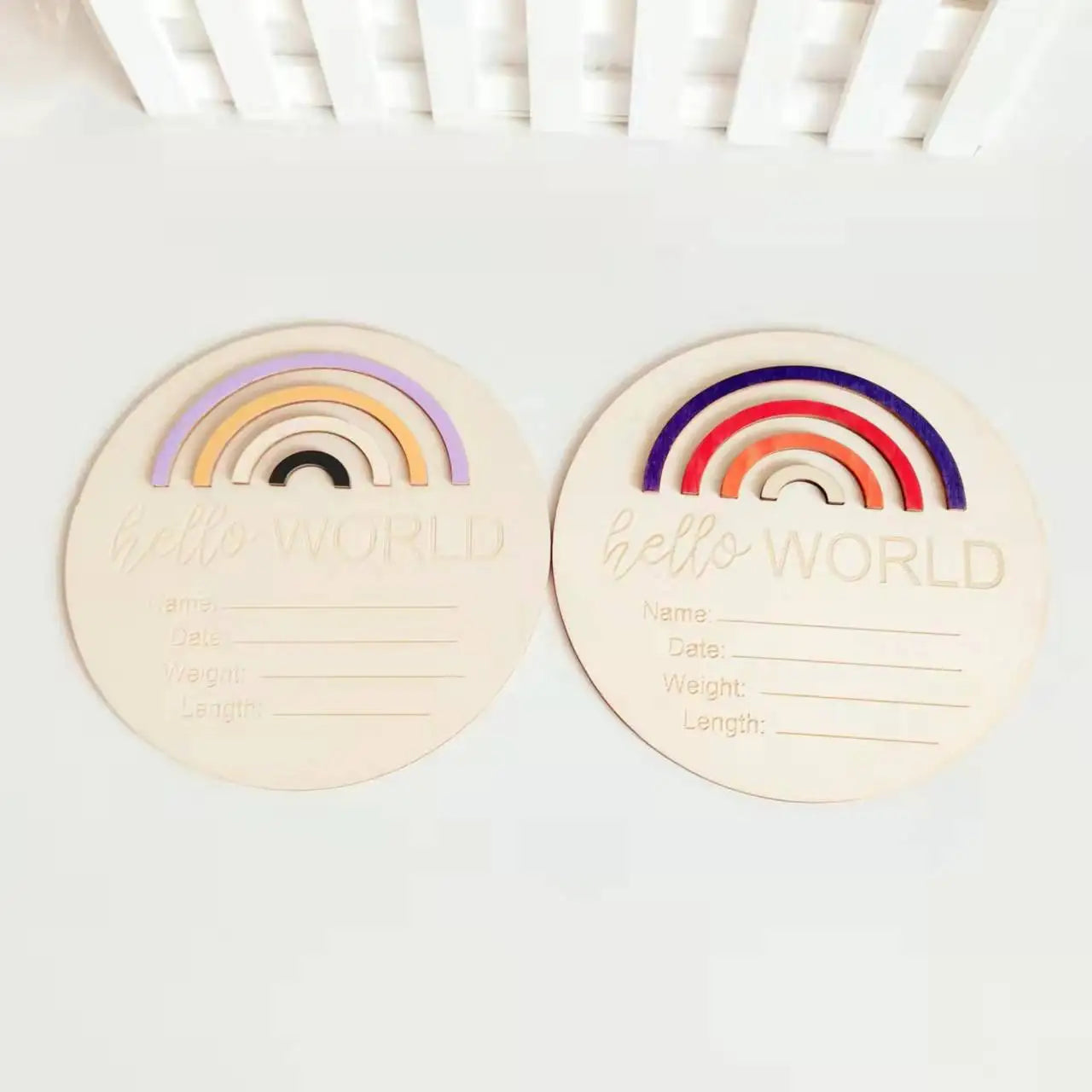 Birthday Party 2 Wooden Newborn Announcement Signs New Baby Boys and Girls Photography Props Nursery Decoration Baby Hands and Footprints Newborn Name Signs