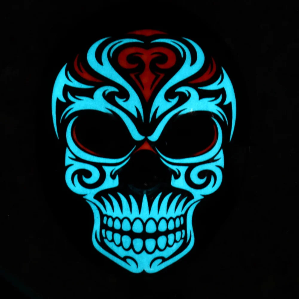 Halloween & Day of the Dead Light Emitting Diode Horror Full Face Skull Carnival Halloween Decoration Cosplay Party Lights Props Gifts 3D Light Skeleton Flash Party Mask