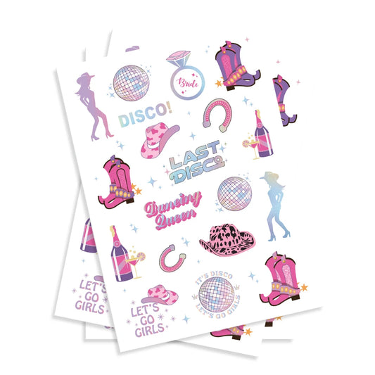 Birthday Party Disco Bachelorette Temporary Tattoo 57 Flash Style Girl Party Decoration Cowboy Bridesmaid Bride Shower Tattoo