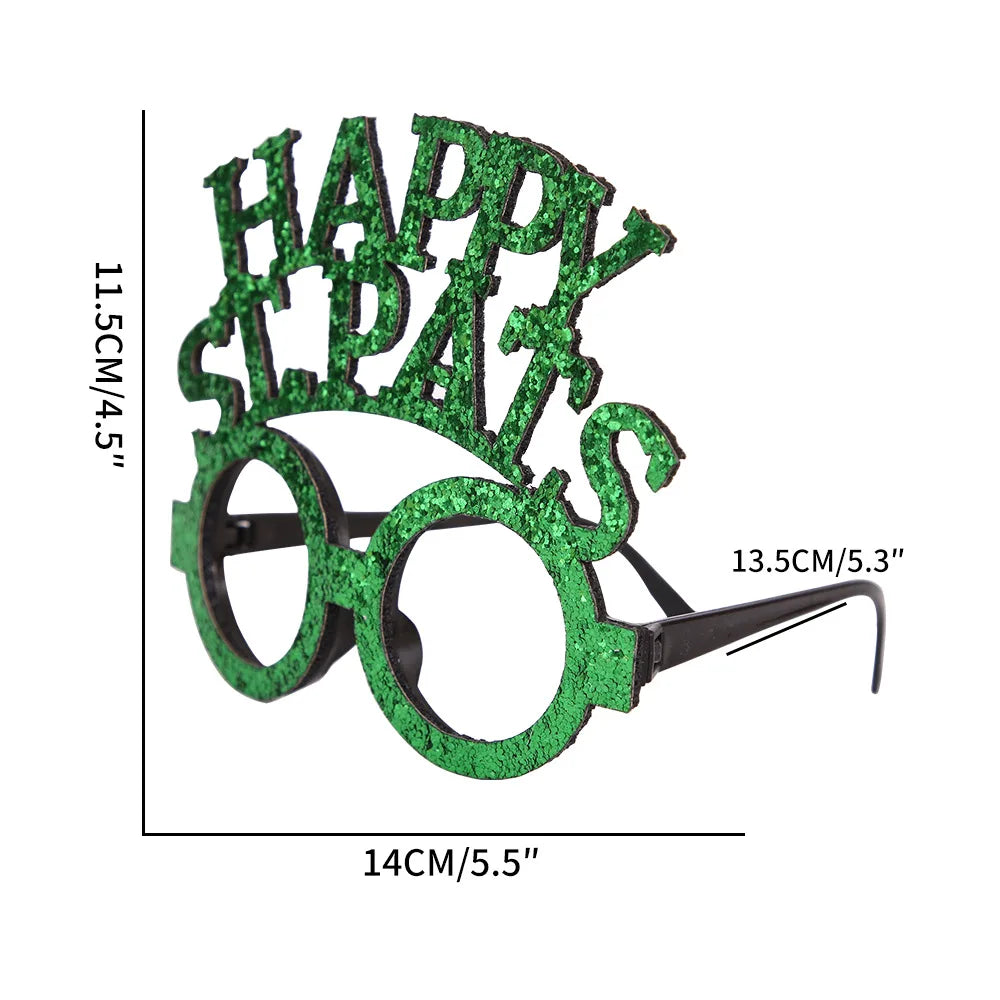 Easter and Thanksgiving 3 Irish Green Shamrock Shamrock Party Love Costume Accessories Eyeglass Frames Selfie Photo Booth Props St. Patrick's Day Glasses