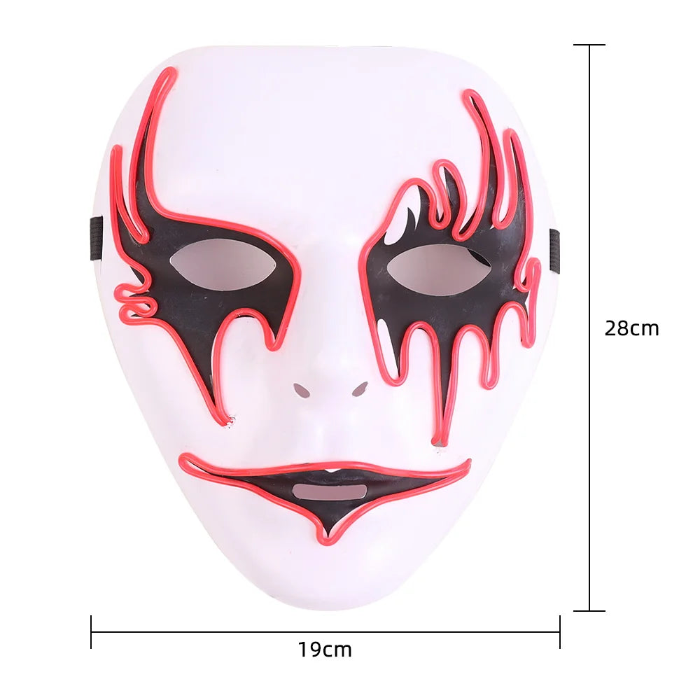 Halloween & Death Day Halloween Party New Mask Makeup Neon Mask Glowing Clown Light Emitting Diode Party Halloween Mask