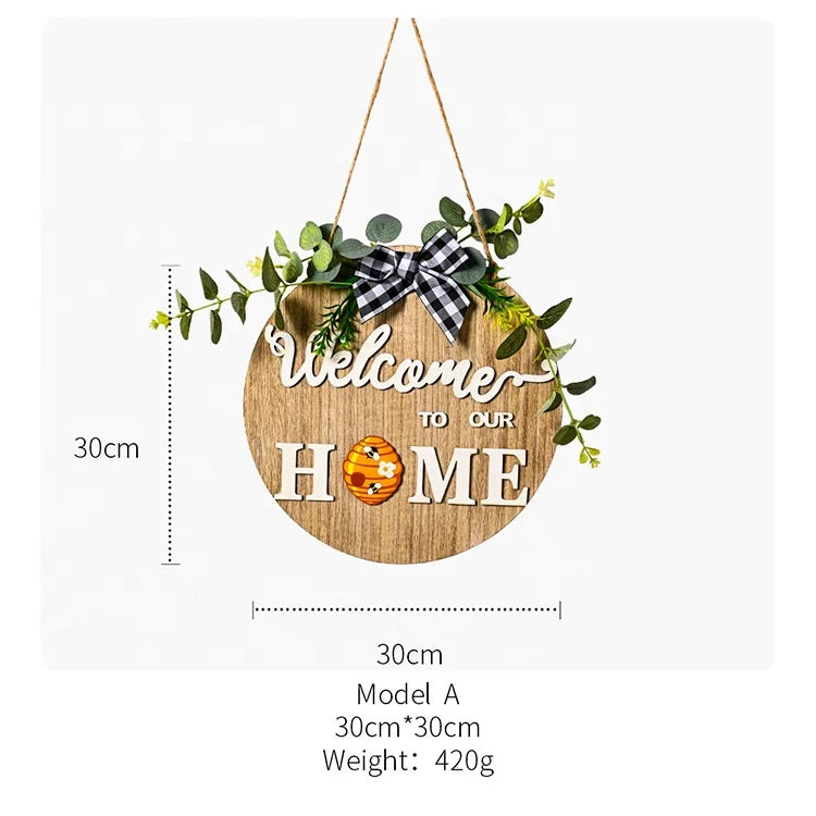 Wooden handicrafts, newly arrived movable round farm door decoration, harvest festival welcome wooden sign