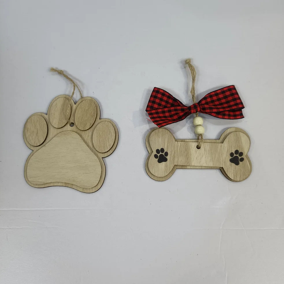 Pet Festival, Personalized 3D Christmas Stockings Bone Label 3D Carved Wood Claw Printed Ornament