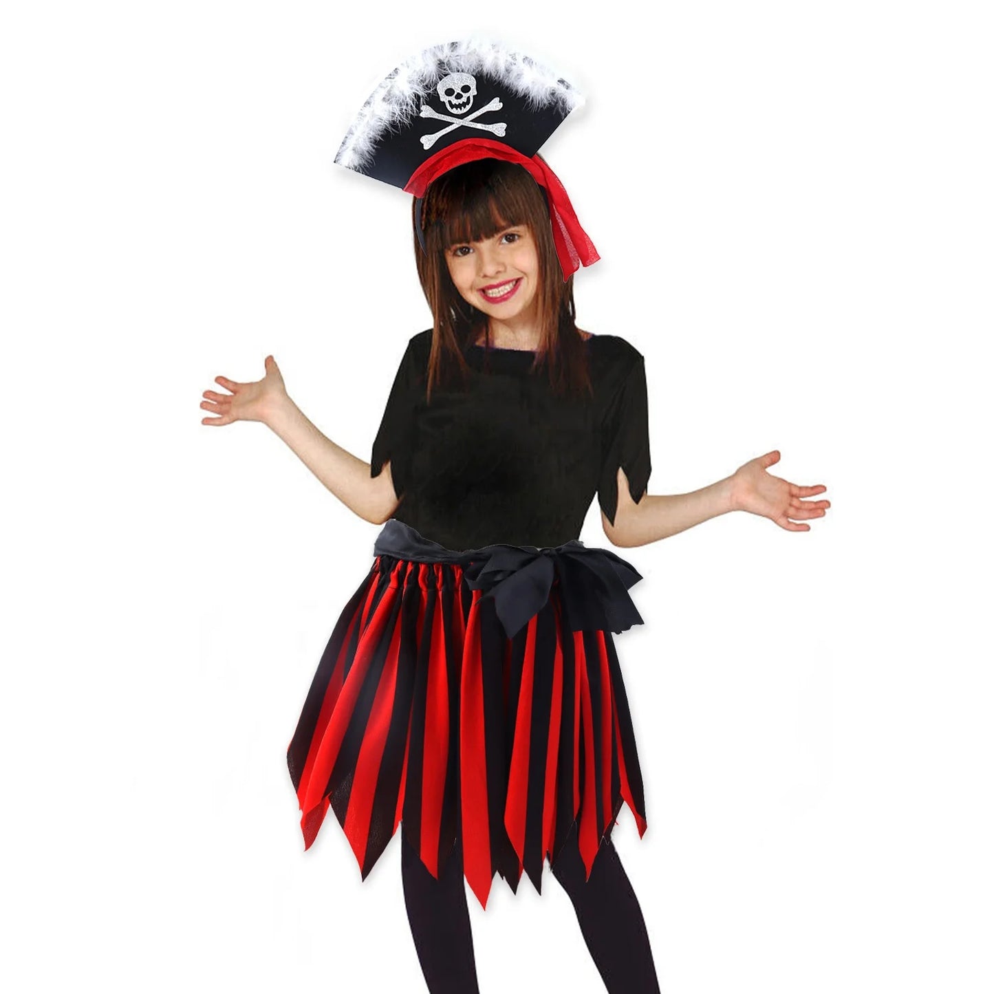 Halloween & Day of the Dead Dress Up American Pirate Costume Pirate Girl Pirate Dress - Dress, Headband, and Belt