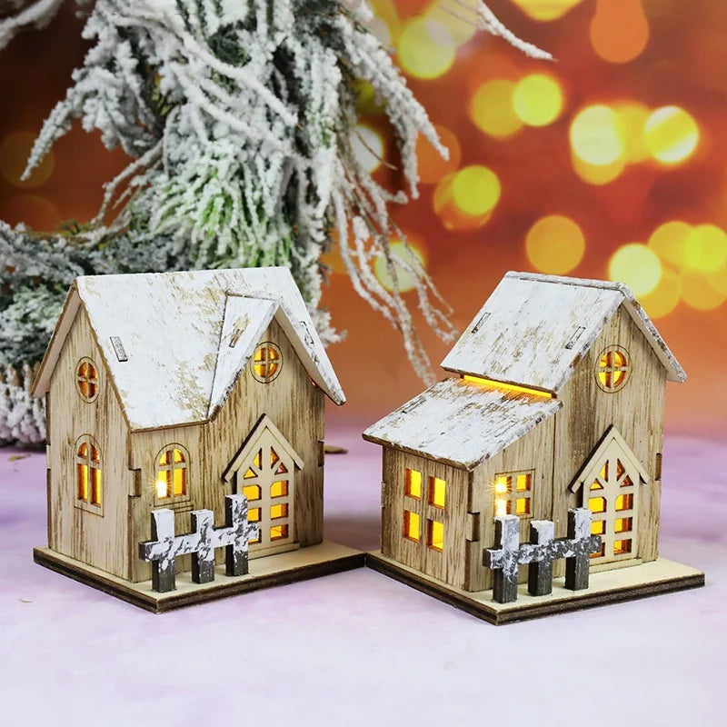 Christmas Decorations Luminous Chalet Led Wooden Christmas Tabletop Decorations 