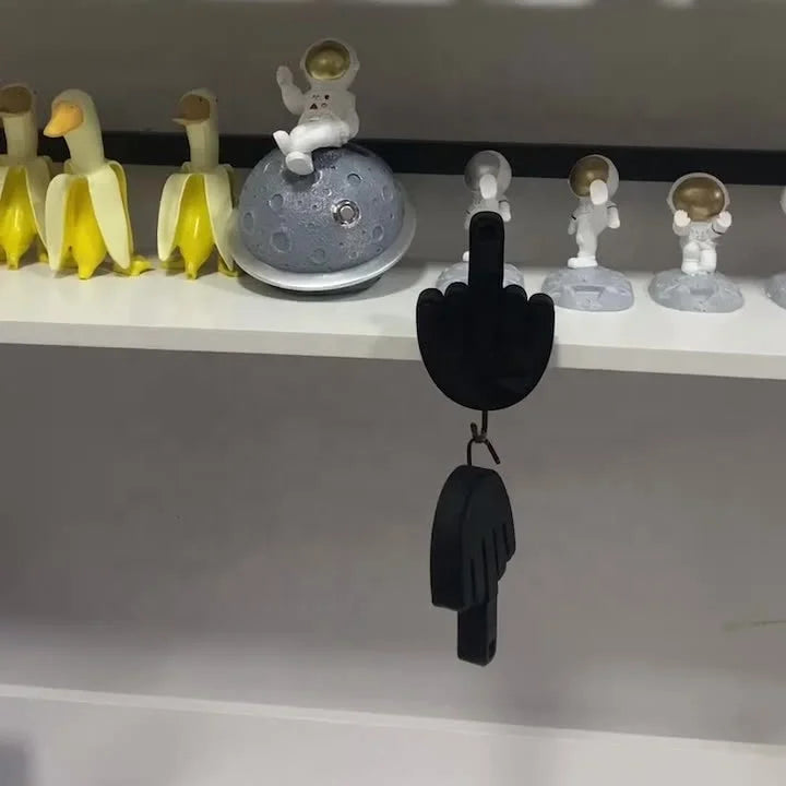 Wooden crafts, middle finger key holder Creative middle finger self-adhesive key hook Funny key gift Creative wall decoration key holder