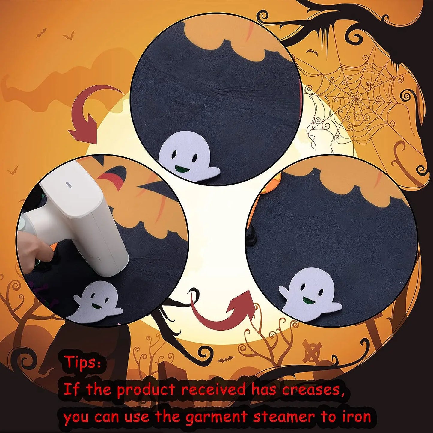 Halloween & Death Day 31 Days Happy Halloween Felt Fabric Pumpkin Countdown Calendar with 30 Removable Decorations Halloween Advent Calendar