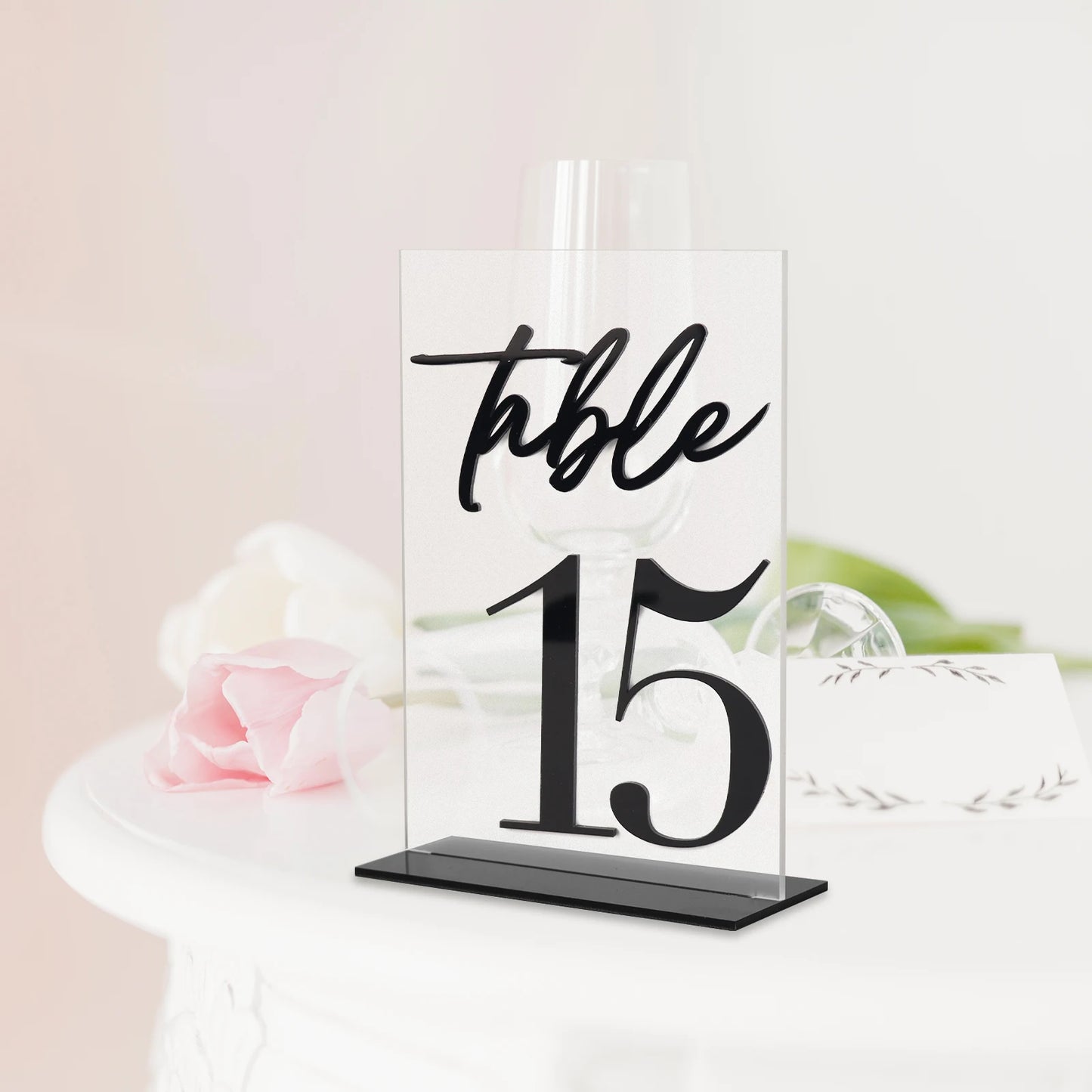 1 Wedding Party, Calligraphy Table Number Holder Table Logo Wedding Banquet Ornament Decoration Banquet Frosted Table Number Holder