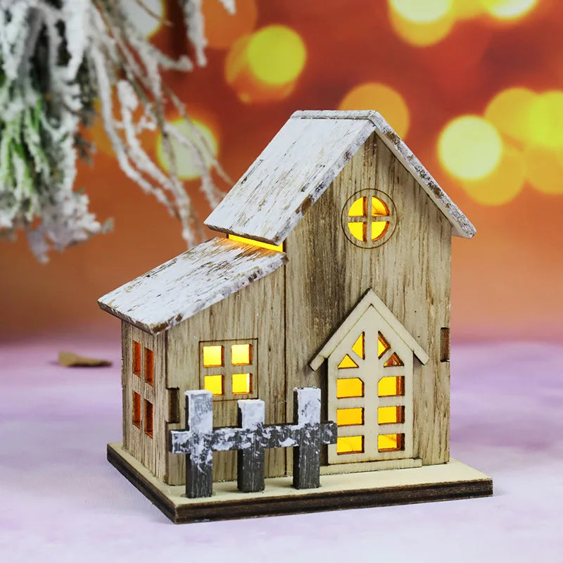 Christmas Decorations Luminous Chalet Led Wooden Christmas Tabletop Decorations 