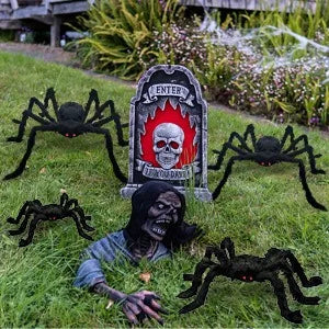 Halloween & Death Day 30cm Halloween Home Decor Yard Porch Ornaments Haunted House Realistic Artificial Spider Black Plush Halloween Giant Fake Spiders