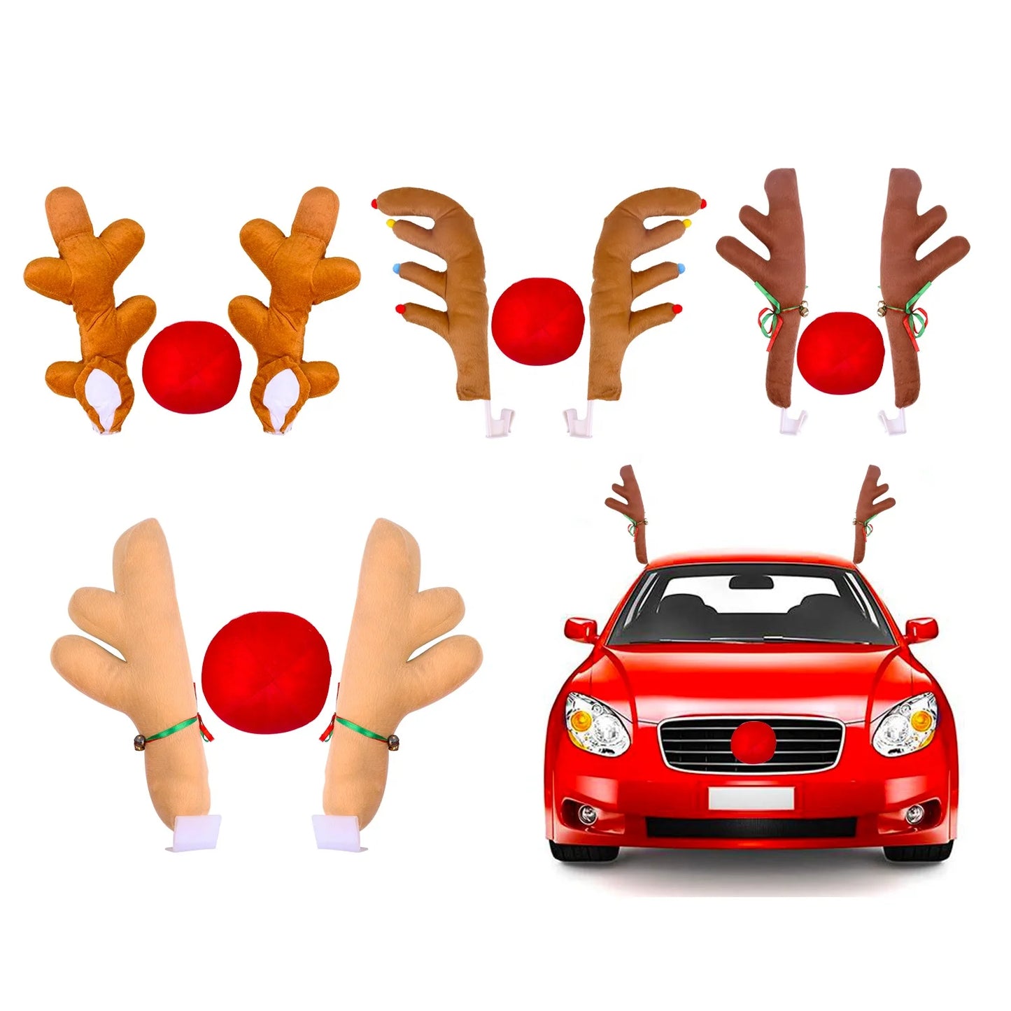 Christmas car decoration Santa nose Christmas reindeer antler decoration