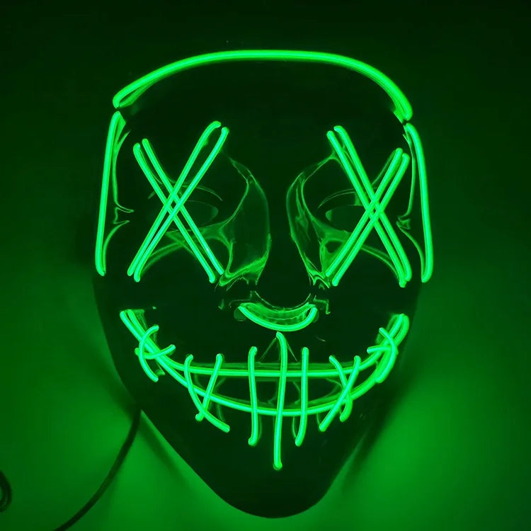 Halloween & Death Day Light Up Vendetta Neon Halloween Carnival Bar Night Party Light Emitting Diode Strips Scary Mysterious Killer Halloween Light Emitting Diode Clown Mask
