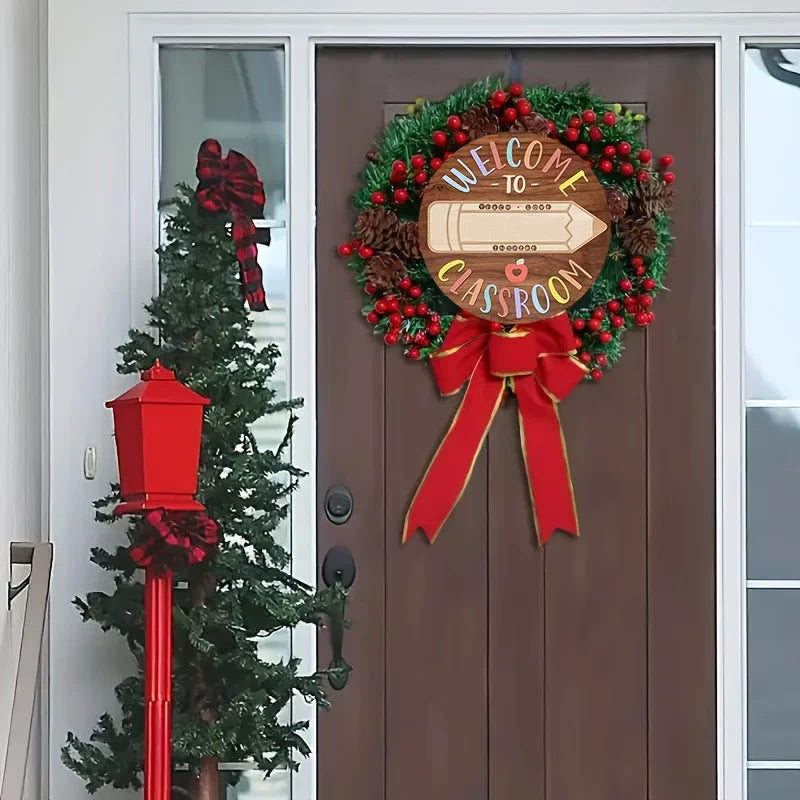 Wooden Crafts, Welcome to Classroom Decoration Wooden Round Signs Door Decoration Wall Art Interior Coffee Bar Restaurant Home Decoration