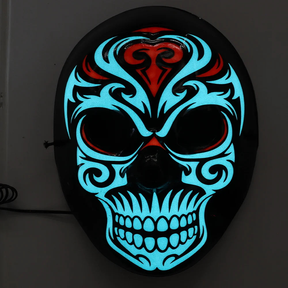 Halloween & Day of the Dead Light Emitting Diode Horror Full Face Skull Carnival Halloween Decoration Cosplay Party Lights Props Gifts 3D Light Skeleton Flash Party Mask