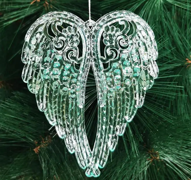 50 pieces of classic Christmas decoration eco-friendly simulation transparent acrylic icicle horn wing Christmas tree pendant