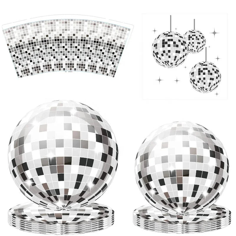 Bachelor Party 1 80 Party Supplies Paper Plate Silver Dance Party Decoration 8 Guest Disposable Cutlery Set Disco Themed Party Cutlery Set