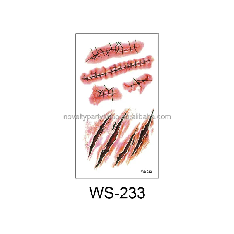 Halloween & Day of the Dead Halloween Makeup Fake Scar Tattoo Temporary Fake Bloody Wound Stitches Tattoo Stickers