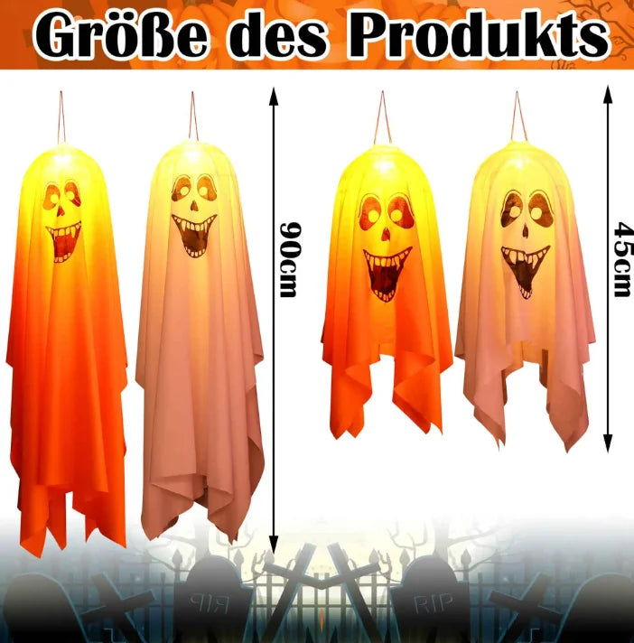 Decoração de Halloween e Dia da Morte, Luzes Penduradas para Halloween, Luzes Penduradas para Halloween, Fantasmas Voadores Brancos, 45cm, Jardins, Casas, Decoração para Festa 