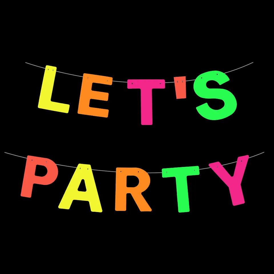 Birthday Party 2 Dark Wreath Glow Birthday Wedding Christmas Neon Party Decoration Neon Paper Banner Glow Party