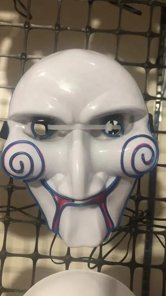 Halloween & Death Day Decoration Ghost Half Face Mask Light Emitting Diode Glow Dark Neon Cosplay Monster Mask Adult Movie Party Decoration