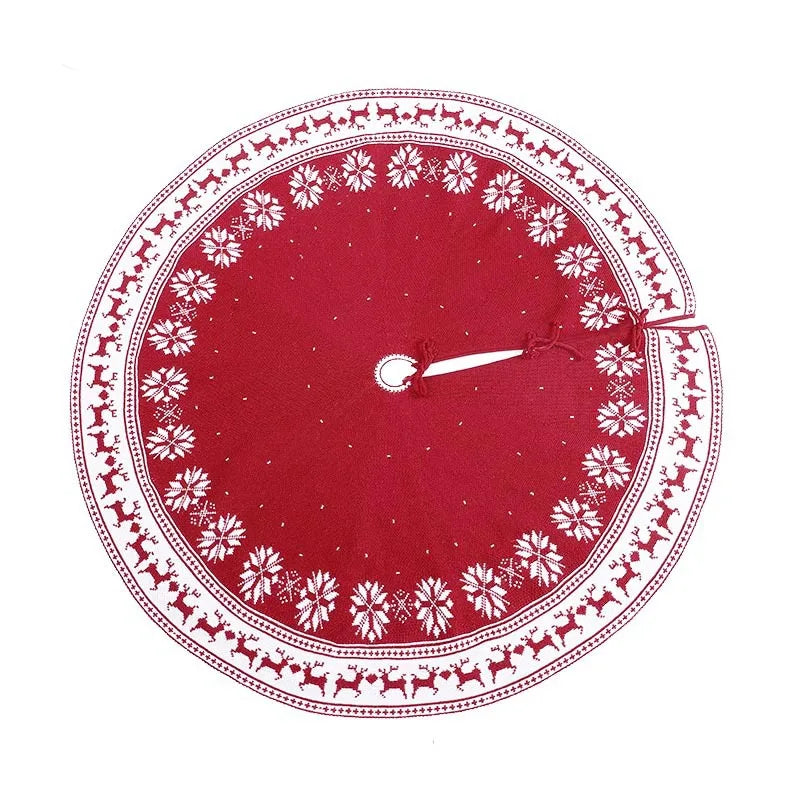 2022 New Christmas Tree Skirt Knitted Tree Skirt Apron Knitted Snow Deer Christmas Ornament Christmas Tree Skirt