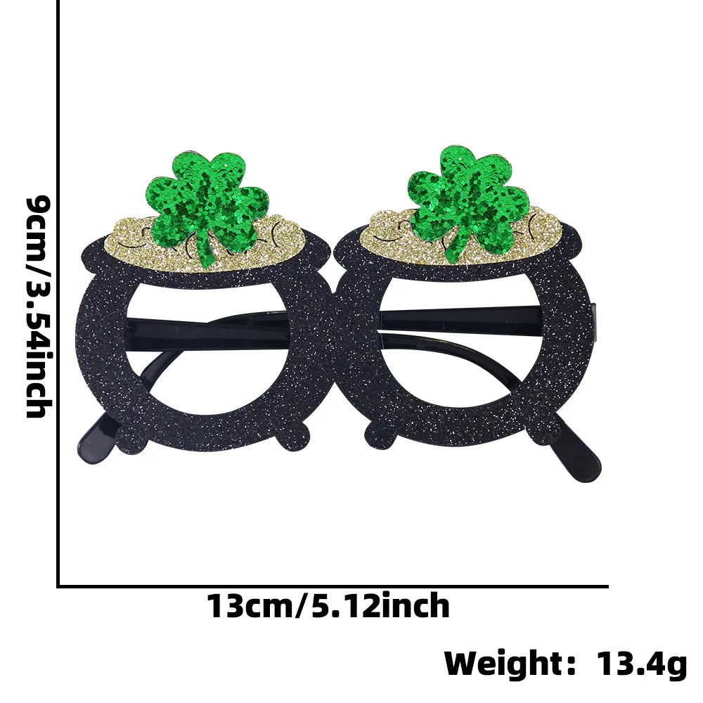 Easter and Thanksgiving 3 Irish Green Shamrock Shamrock Party Love Costume Accessories Eyeglass Frames Selfie Photo Booth Props St. Patrick's Day Glasses