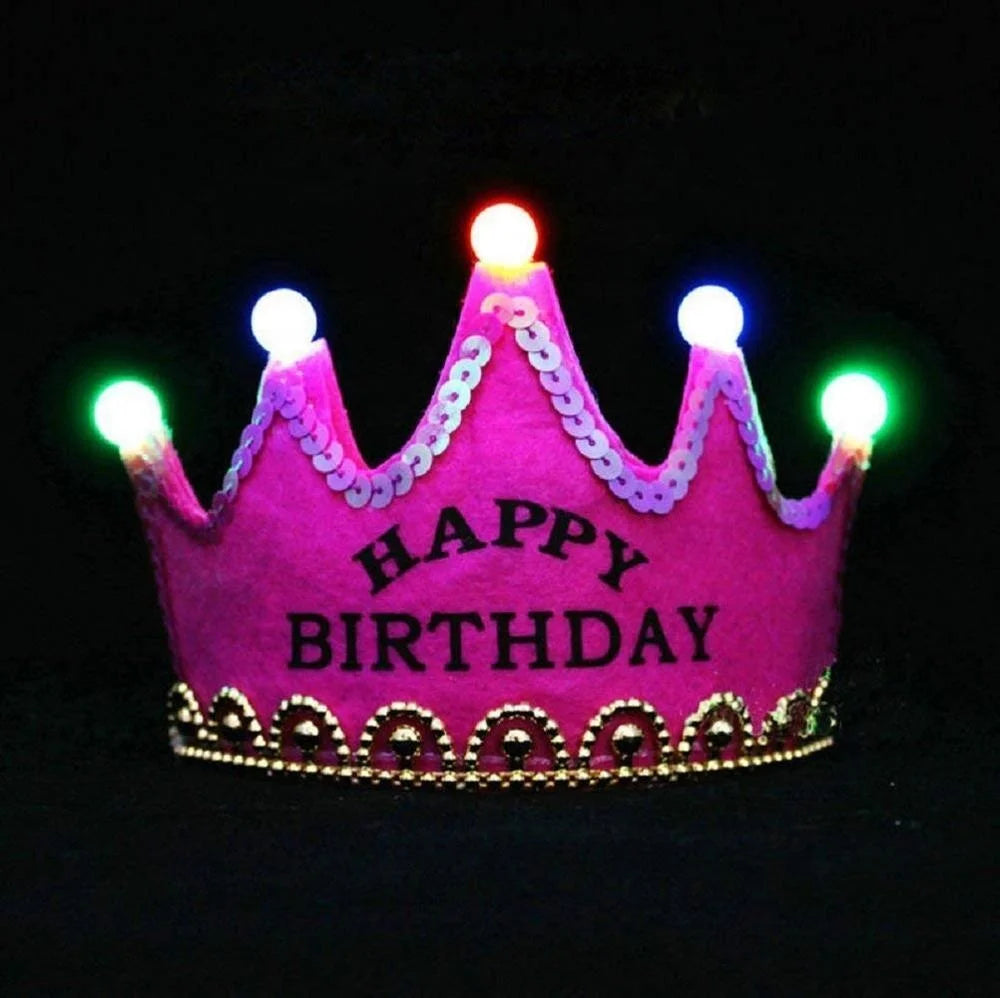 Birthday Party 2 Accessories LED Flash Headwear Headband Kids Princess Crown Headband Clothing LED Happy Birthday Headwear