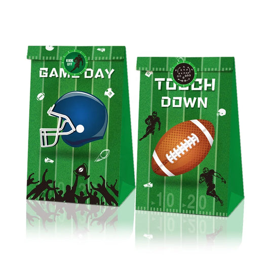 Birthday Party 2 Custom Design 24 pcs American Football Game Paper Gift Bag Set Football Gift Bag Football Birthday Party Decoration