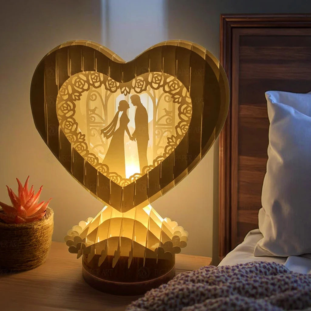 Wedding Party 0 Custom Heart Night Light Decoration Paper Carving Light Anniversary Home Decoration Desktop Decoration