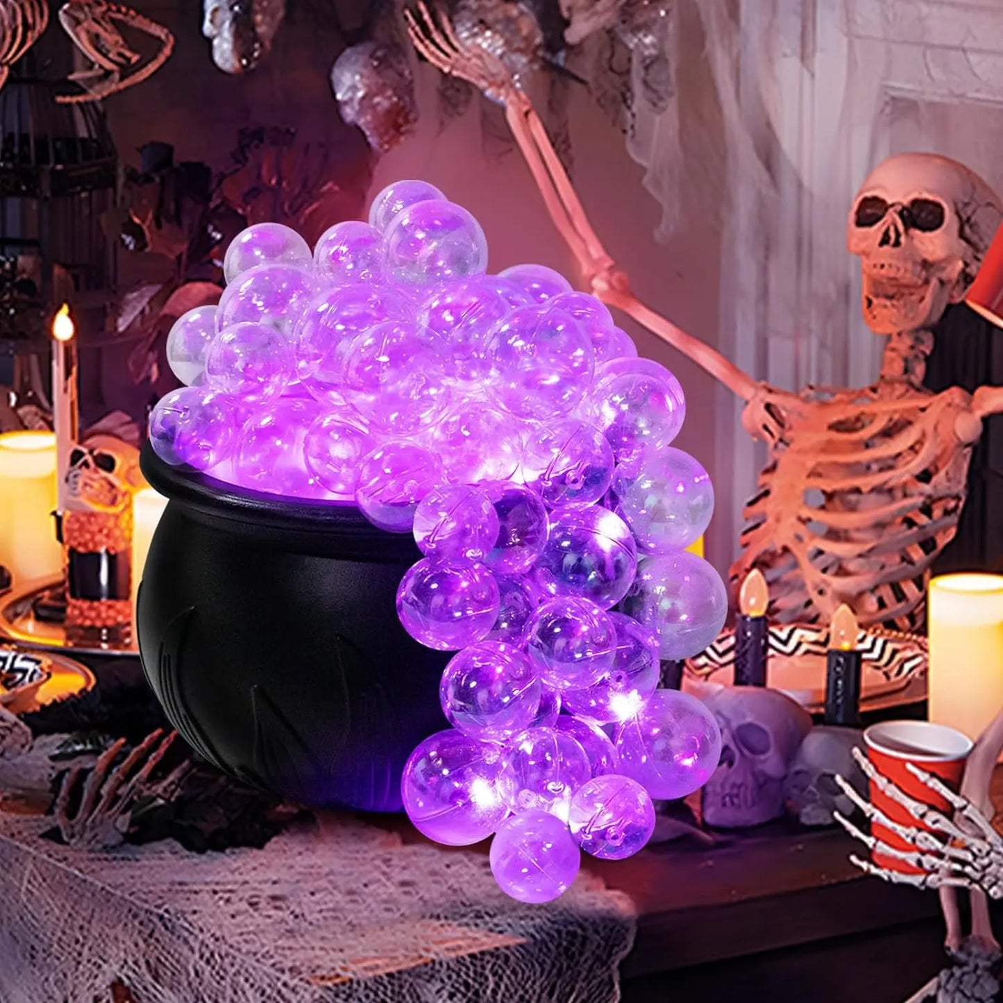 Halloween & Death Day Novelty Halloween Decorations Interior DIY Sparkling Cauldron Set Black Plastic Bowl Hocus Pocus Party Decoration